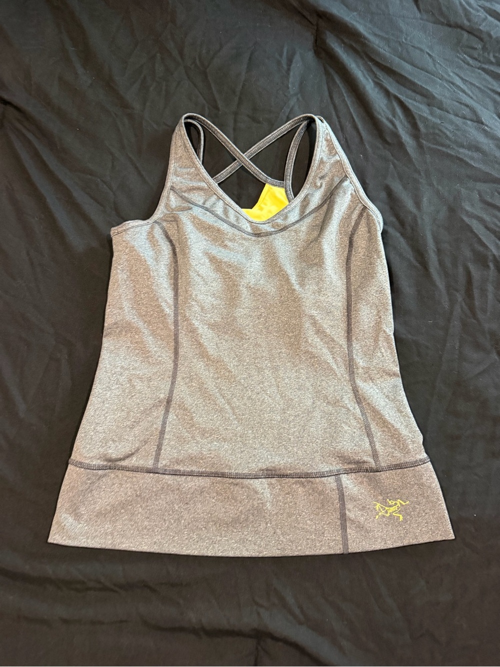 Arc'teryx Gray Cross-Back Tank with Yellow Logo